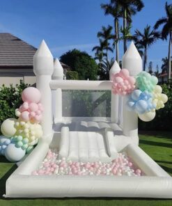 White Bouncy Castle with Ball Pit